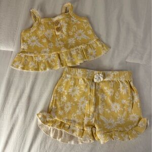 Rachel Zoe Yellow and White Floral Diaper Cover Set